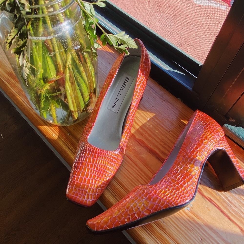 Bellini Snakeskin Embossed Leather Pumps